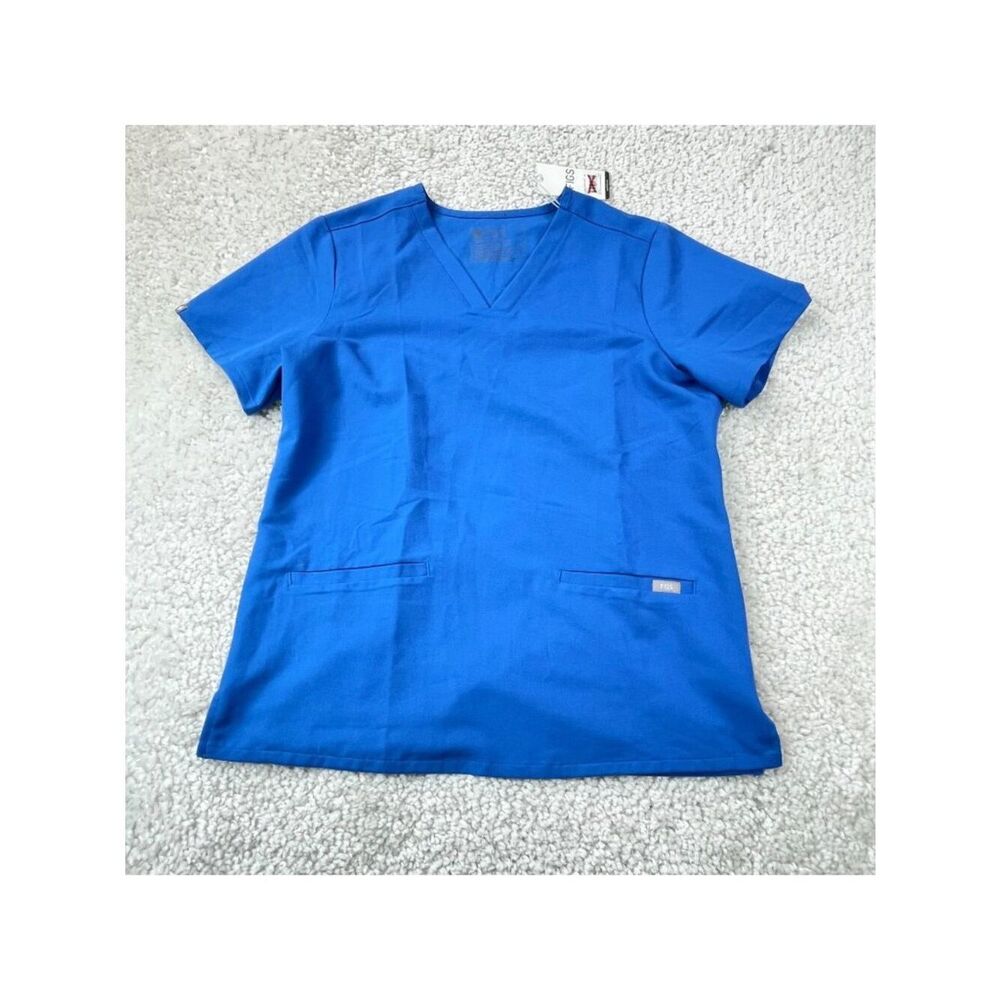 Figs Casma 3 Pocket Scrub Top Royal Blue Womens Medium